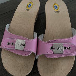 Dr. Scholls Original Pink Slides Sandals Wooden